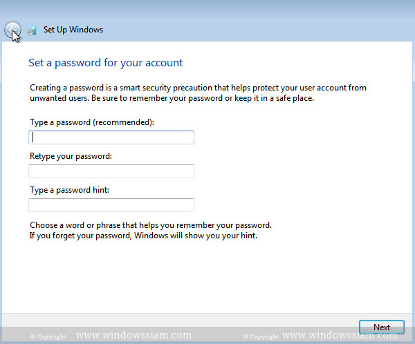 install Windows 7 password