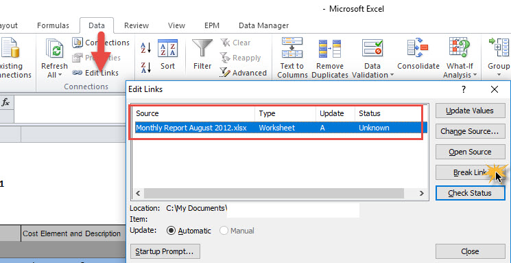 Break Link ไม่ได้ Excel-1