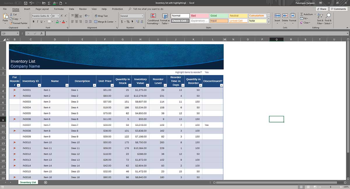 Print Area Excel การเพิ่มหัวตาราง-1