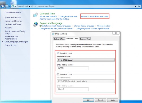 เพิ่มนาฬิกาประเทศต่างๆใน Windows