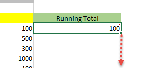 Calculate running total Excel step3-1