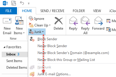 Junk-Email Options Outlook