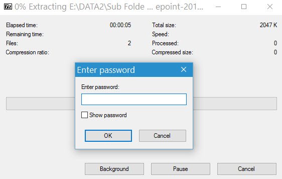 7-ZIP File spilt password