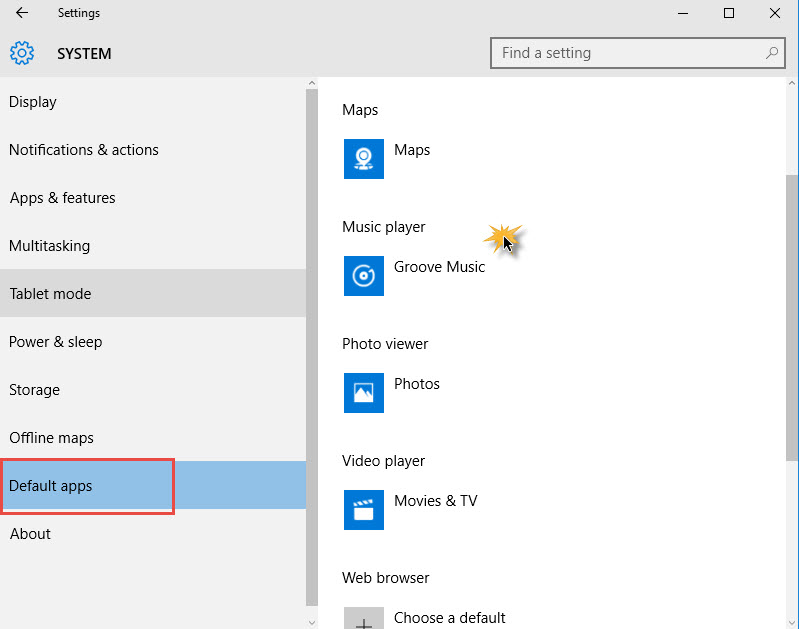 Defaults-Apps Windows 10