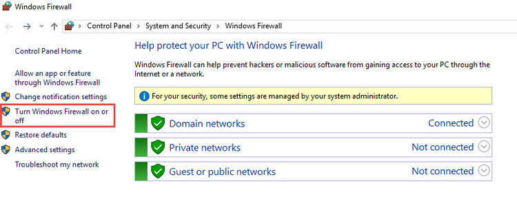 Turn on - off Firewall Windows 10-2