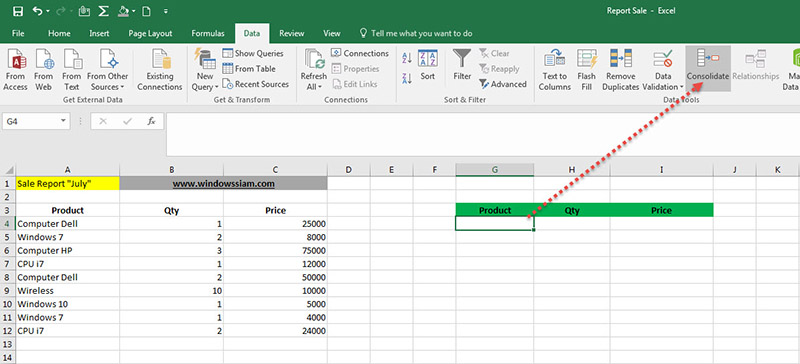 Consolidate Data in Excel 2016-2