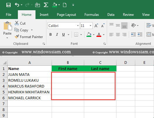 Flash Fill Excel 2016