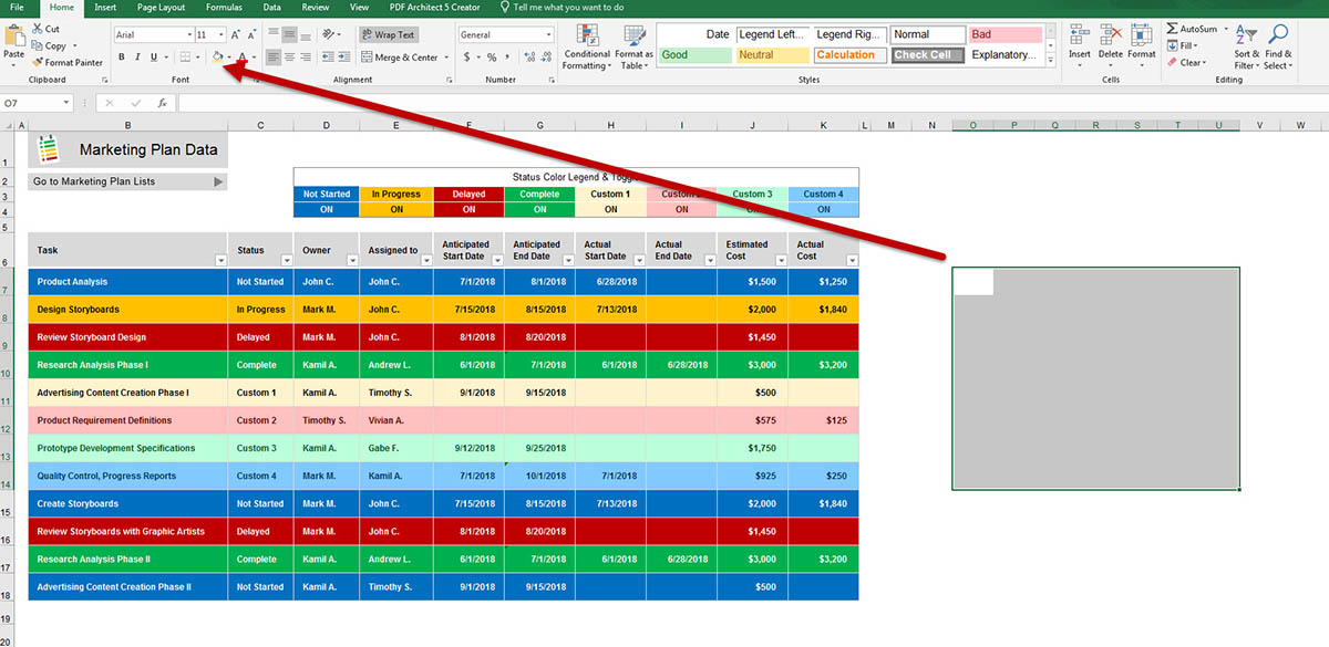 ใส่สีเซลล์พื้นหลัง Excel-2