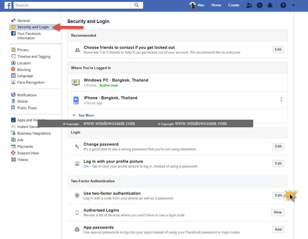 Two-Factor Authentication Facebook