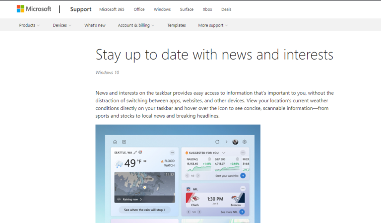 ปิดข่าวและอุณหภูมิต่างใน Windows 10 - WINDOWSSIAM
